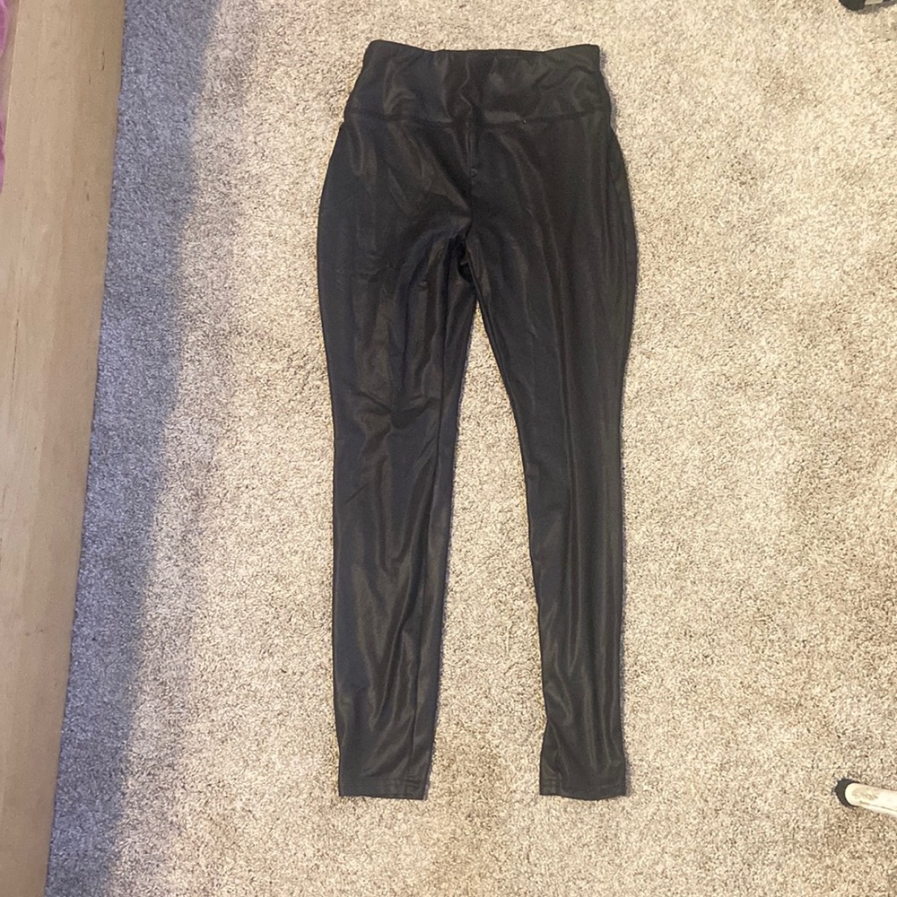 Black leather leggings
